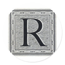 Block Letter "R" Woodcut Woodblock Inital stickers by ZephyrusBooks Block Letter "R" Woodcut Woodblock Inital stickers