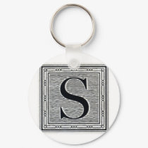Block Letter "S" Woodcut Woodblock Inital keychains by ZephyrusBooks Block Letter "S" Woodcut Woodblock Inital keychains