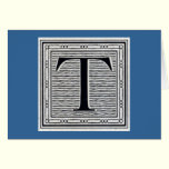 Block Letter "T" Woodcut Woodblock Inital cards