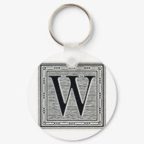 Block Letter "W" Woodcut Woodblock Inital keychains by ZephyrusBooks Block Letter "W" Woodcut Woodblock Inital keychains