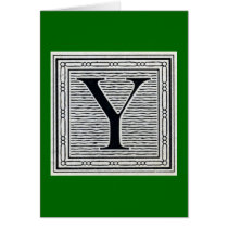 Block Letter "Y" Woodcut Woodblock Inital cards