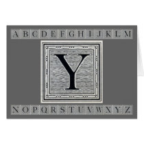 Block Letter "Y" Woodcut Woodblock Inital cards