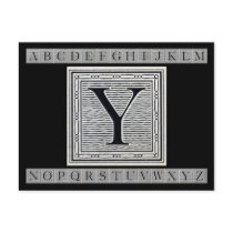 Block Letter "Y" Woodcut Woodblock Inital postcards