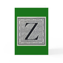 Block Letter "Z" Woodcut Woodblock Inital cards