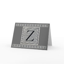 Block Letter "Z" Woodcut Woodblock Inital cards