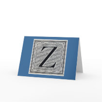 Block Letter "Z" Woodcut Woodblock Inital cards