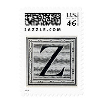 Block Letter "Z" Woodcut Woodblock Inital Stamp