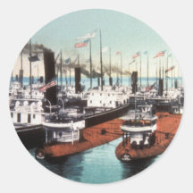 Blockade at Sault Ste Marie - Vintage Round Stickers