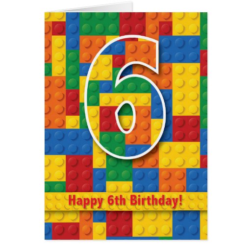 Blocks Happy 6th Birthday Card Zazzle