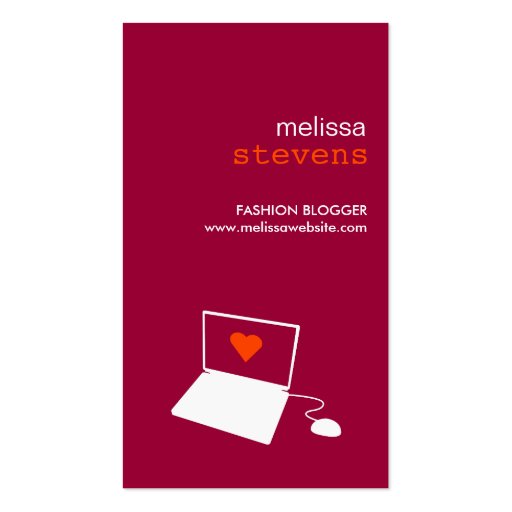 BLOGGER in RED Business Card (front side)