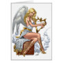 Blond Angel with Golden Heart-shaped Harp - Al Rio Card
