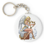 Blond Angel with Golden Heart-shaped Harp - Al Rio Keychains