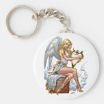 Blond Angel with Golden Heart-shaped Harp - Al Rio Keychains