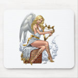 Blond Angel with Golden Heart-shaped Harp - Al Rio mousepads