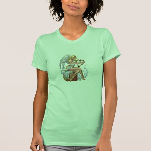 Blond Angel with Golden Heart-shaped Harp - Al Rio T-shirt