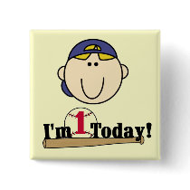 Blond Boy Baseball 1st Birthday Tshirts Pins