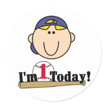 Blond Boy Baseball 1st Birthday Tshirts Stickers