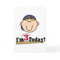 Blond Boy Baseball 3rd Birthday Card