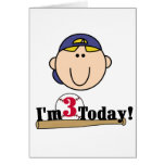 Blond Boy Baseball 3rd Birthday Card