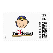 Blond Boy Baseball 3rd Birthday Stamp