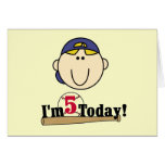 Blond Boy Baseball 5th Birthday Greeting Cards