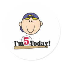 Blond Boy Baseball 5th Birthday stickers by kids_birthdays Blond Boy Baseball 5th Birthday stickers