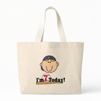 Blond Boy Baseball 7th Birthday Canvas Bag by kids_birthdays