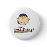 Blond Boy Baseball 7th Birthday Buttons