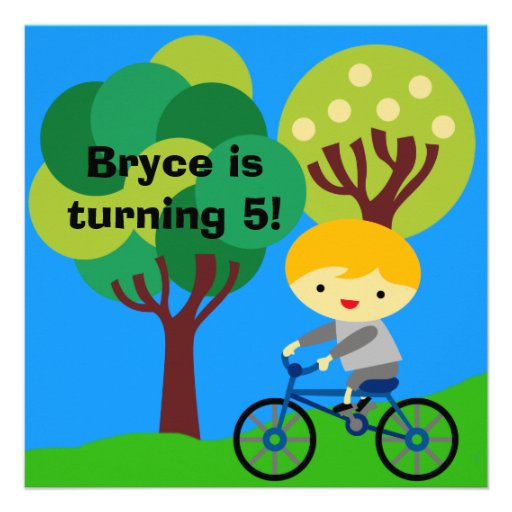 Blond Boy on Bicycle Birthday Invitation