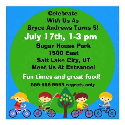 Blond Boy on Bicycle Birthday Invitation