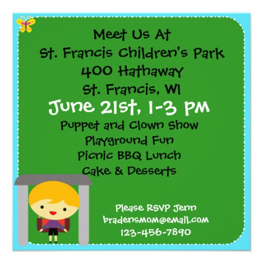 Blond Boy Party in the Park Invite