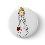 Blond Bride With Roses Button