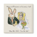 Blond Cartoon Rabbits Wedding Save the Date Magnet