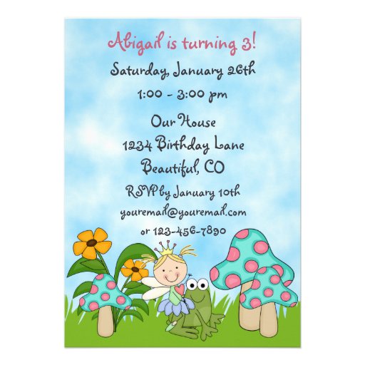 Blond Fairy Princess and Frog Birthday Invite