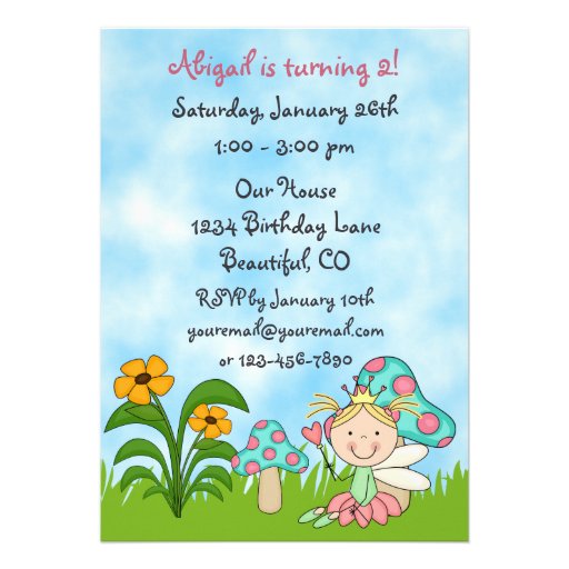 Blond Fairy Princess and Garden Birthday Invite