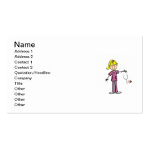 Blond Female Stick Figure Nurse Business Card