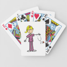 Blond Female Stick Figure Nurse Deck Of Cards