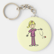 Blond Female Stick Figure Nurse Keychain