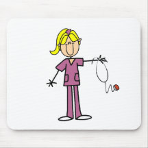 Blond Female Stick Figure Nurse Mouse Pad