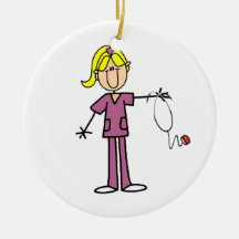 Blond Female Stick Figure Nurse Christmas Tree Ornament