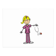 Blond Female Stick Figure Nurse Postcard