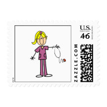 Blond Female Stick Figure Nurse Stamps