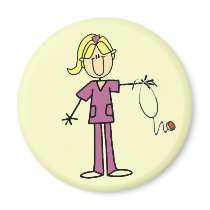 Blond Female Stick Figure Nurse T-shirts Fridge Magnet