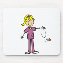 Blond Female Stick Figure Nurse T-shirts Mousepads