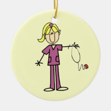 Blond Female Stick Figure Nurse T-shirts Ornament