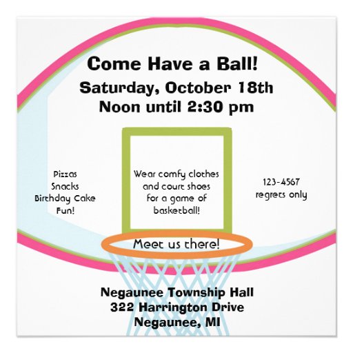 Blond Girl Basketball Birthday Invitation