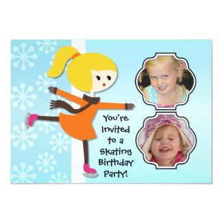 Blond Girl Birthday Skating Party Invitation