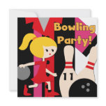Blond Girl Bowling Party Invitations