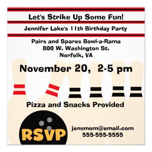 Blond Girl Bowling Party Invitations