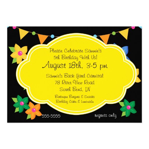 Blond Girl Carousel Birthday 5x7 Invitation